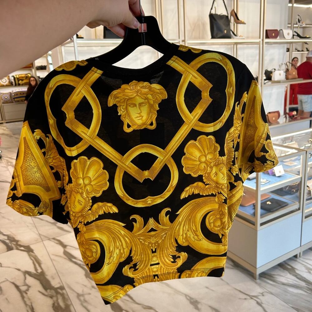 Versace baroque crop T-shirt with Medusa pin - Picture 2 of 3